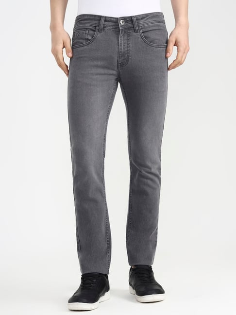 Greenfibre Mid Grey Slim Fit Solid Jeans-picture-18
