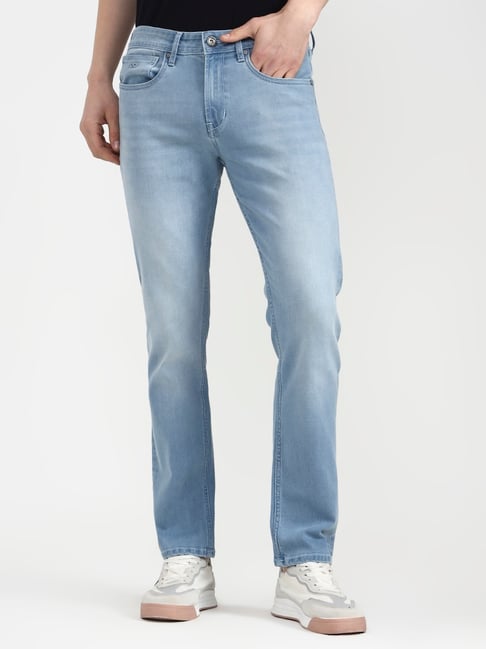 JadeBlue Light Indigo Blue Cotton Straight Fit Solid Jeans-image-13
