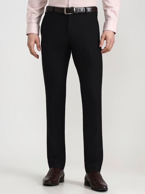 Wyre Black Slim Fit Solid Trousers