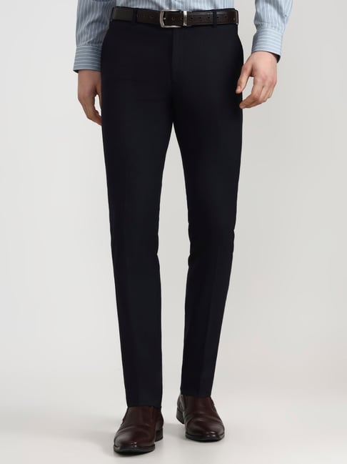 Wyre Blue Slim Fit Solid Trousers