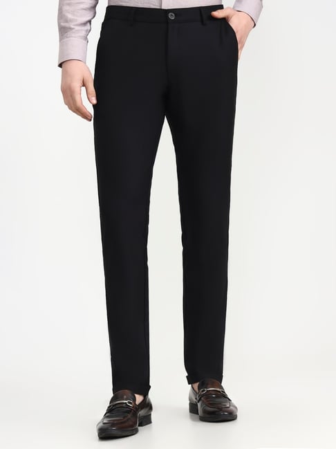 Wyre Black Slim Fit Solid Trousers