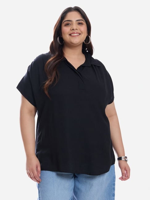 VIRGIO Black Popover Regular Fit Top