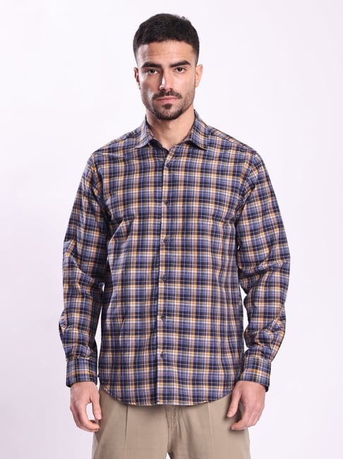 IVOC Blue Regular Fit Checked Shirt