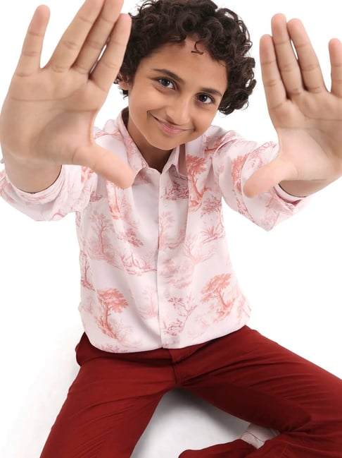 Rare Ones Boys Orange Printed Shirt