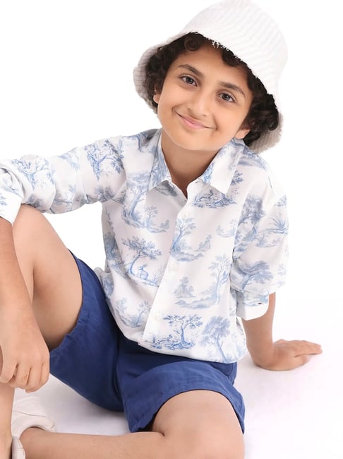 Rare Ones Boys Blue Printed Shirt