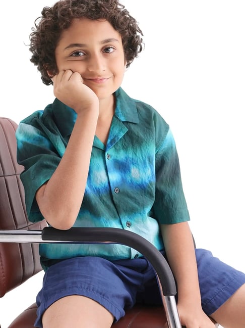 Rare Ones Boys Green Printed Shirt