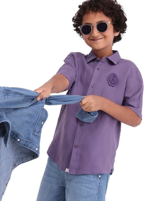 Rare Ones Boys Purple Applique Shirt