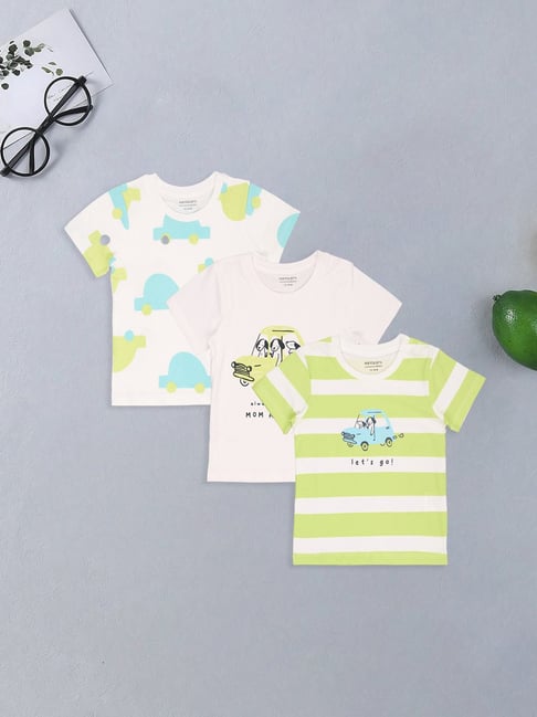 Pantaloons Baby Boys Green Regular Fit Printed T-Shirt - Pack of 3