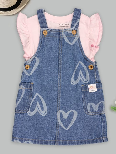 Pantaloons Baby Girls Blue Regular Fit Printed Clothing Set