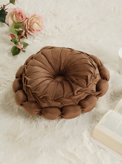 HOSTA HOMES Brown Polyester Floral Reversible Cushion