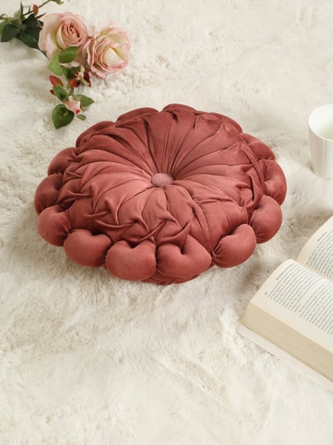 HOSTA HOMES Pink Polyester Floral Reversible Cushion
