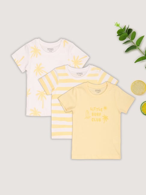 Pantaloons Baby Boys Yellow Regular Fit Printed T-Shirt - Pack of 3