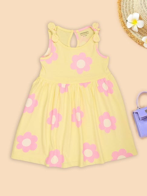 Pantaloons Baby Girls Yellow Regular Fit Floral Print Dress