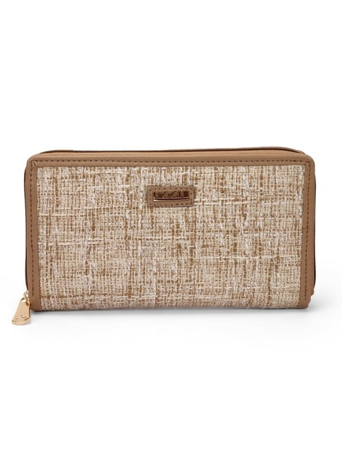 Mochi Beige Tweed Small Zip Around Wallet