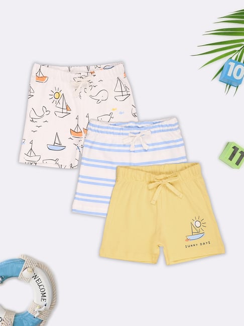 Pantaloons Baby Boys Canteloupe Regular Fit Printed Shorts - Pack of 3