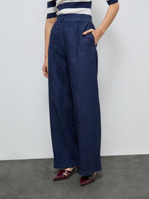Wardrobe by Westside Indigo High-Rise Denim Trousers
