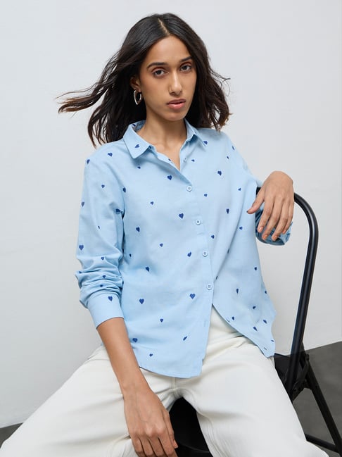 LOV by Westside Light Blue Heart Design Shirt