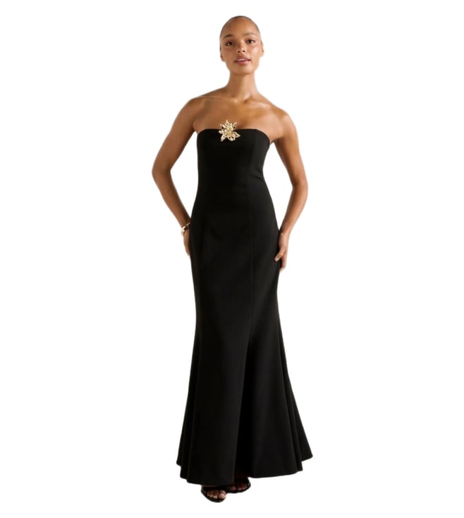chinese dress ladies Astra Strapless Floral Satin Midi Dress - US 2