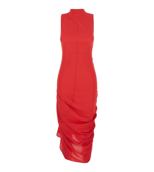 Jacquemus Red High Neck Sleeveless Midi Dress