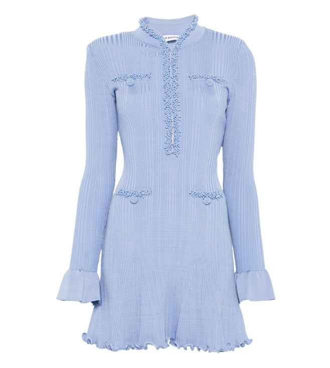 Self-Portrait Blue Pearl-Embellished Dress