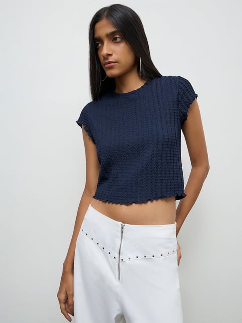 Nuon by Westside Navy Textured Top