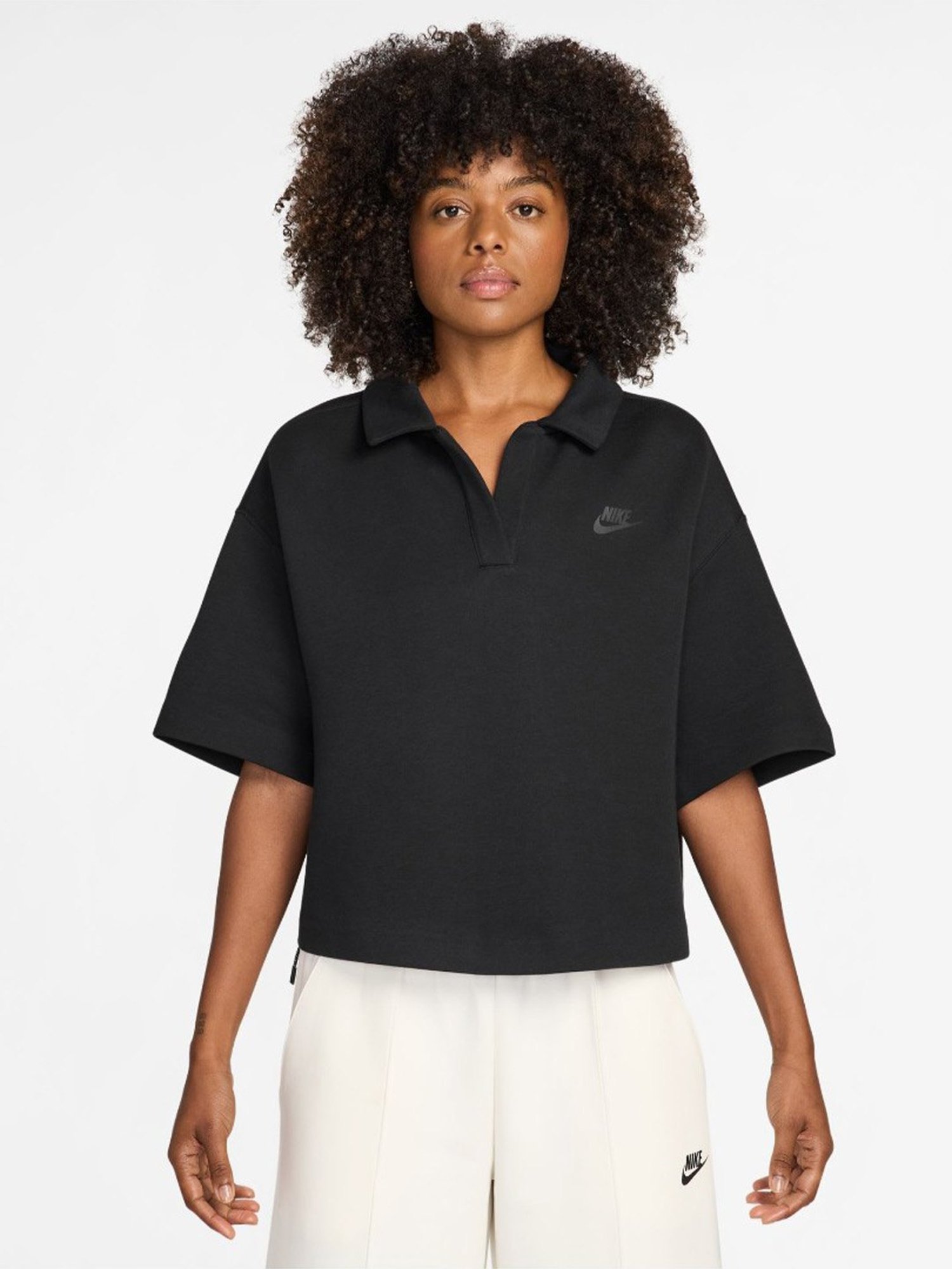 Nike Black & Sail NSW TCH FLC SS Relaxed Fit Polo T-Shirt