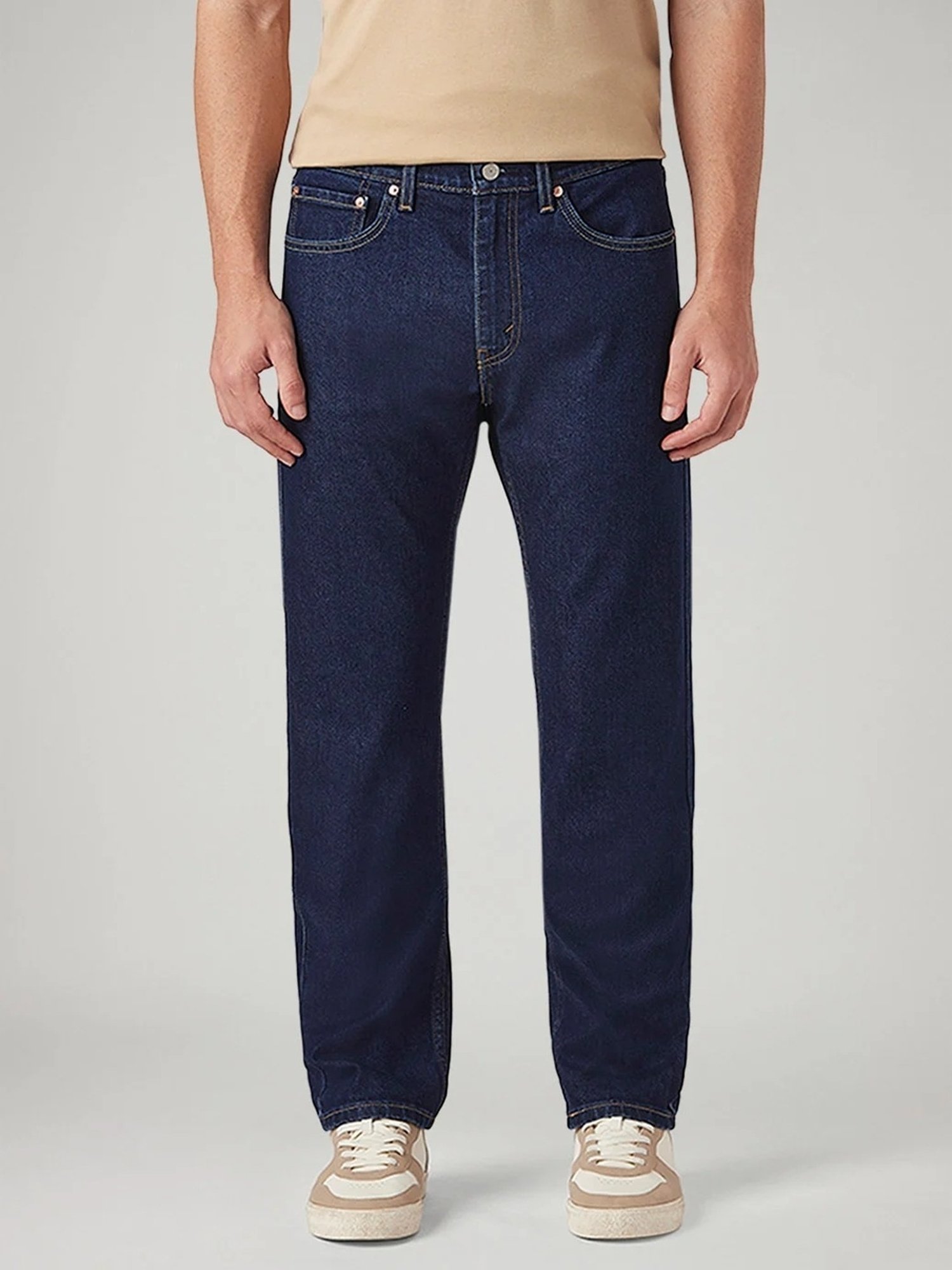 Levi's Mens 505 Mid Rise Straight Fit Cotton Stretch Blend Jeans
