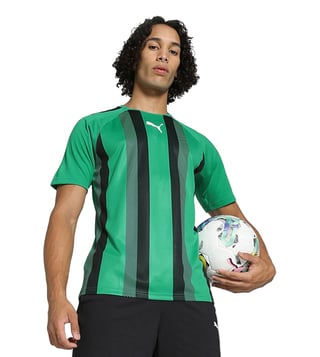 Puma teamLIGA Green Regular Fit Striped Football Jersey