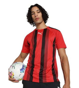 Puma teamLIGA Red Regular Fit Striped Football Jersey
