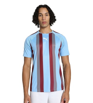 Puma teamLIGA Blue Regular Fit Striped Football Jersey