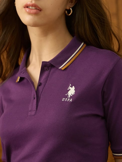 U.S. Polo Assn. Purple Cotton Regular Fit Polo T-Shirt