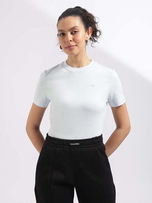 Calvin Klein Jeans Light Blue Cotton Slim Fit T-Shirt