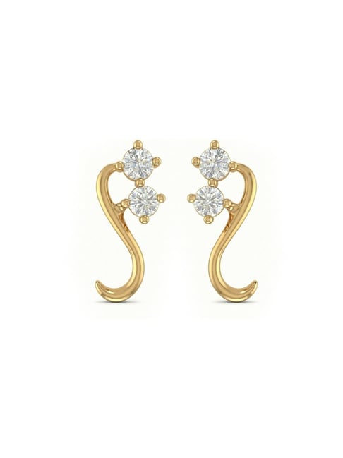 Muthoot Pappachan Meghante 18K (750) Yellow Gold Lab Grown Diamond Sway Stud Earrings for Women