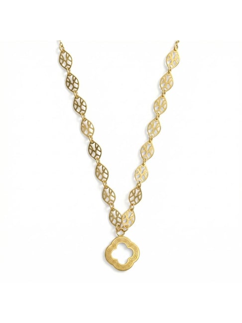 Muthoot Pappachan Meghante 18K (750) Yellow Gold Shimmer Necklace & Earring Set for Women