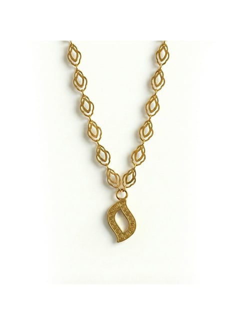 Muthoot Pappachan Meghante 18K (750) Yellow Gold Radiant Necklace & Earring Set for Women