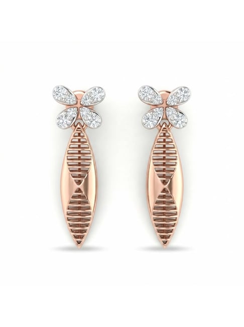 Muthoot Pappachan 18K (750) Rose Gold CZ Elegant Necklace & Earring Set