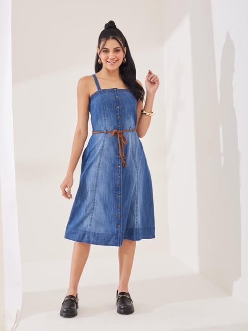 Latin Quarters Blue Cotton Shirt Dress-picture-38