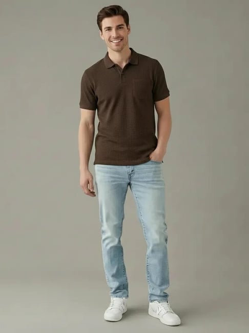 Octave Dark Brown Regular Fit Polo T-shirt