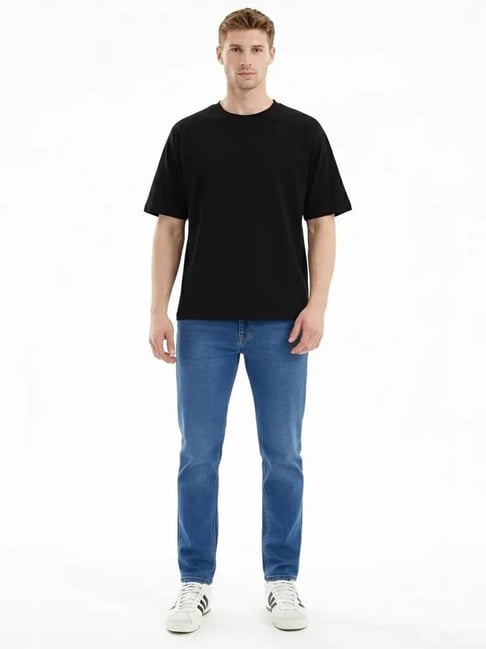 Octave Blue Cotton Regular Fit Jeans
