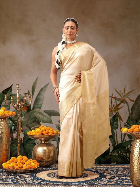 Silk Land Beige Silk Saree With Unstitched Blouse-picture-35