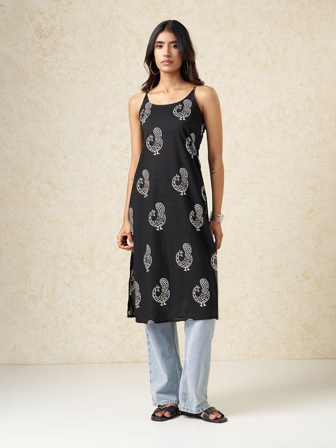 Rangmanch By Pantaloons Charcoal Black Regular Fit Printed Kurta-picture-19