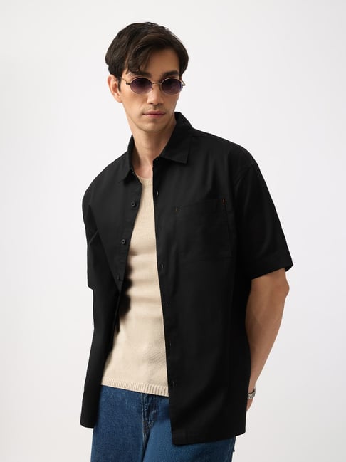 The Souled Store Black Cotton Loose Fit Printed Shirt-picture-41
