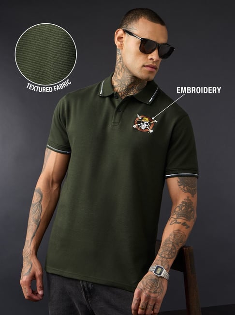 The Souled Store Green Regular Fit Polo T-Shirt-picture-38
