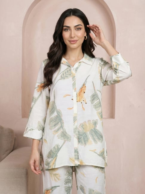 W White Regular Fit Floral Print Kurti-picture-42