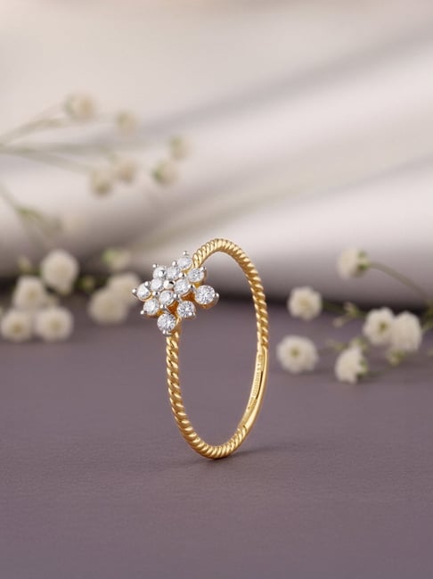 GIVA 14k Gold Snowflake Beaded Lab Grown Diamond Ring