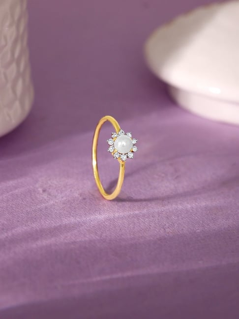 GIVA 14k Gold Swank Diamond Ring