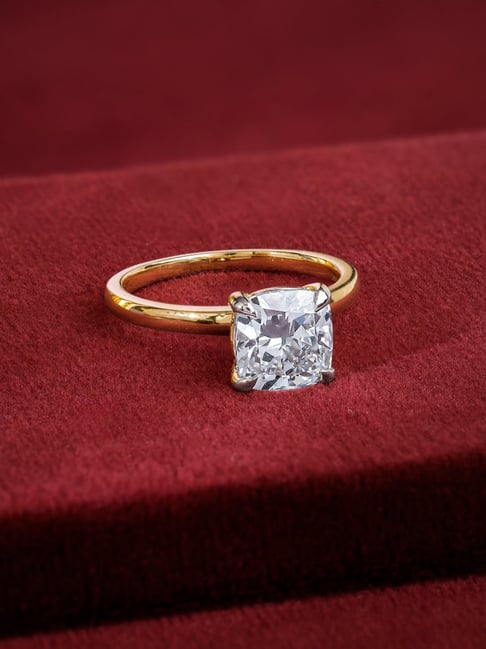 GIVA 14k Gold Princess Cut Solitaire Lab Grown Diamond Ring