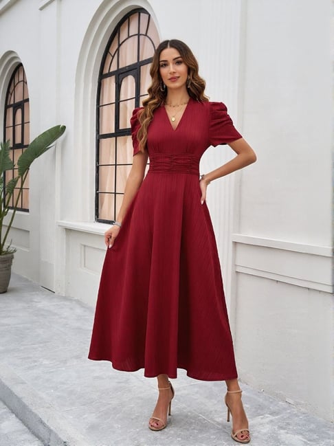 red dress online india Shop Red Viscose Printed Dresses and Gown After Six Wear in India