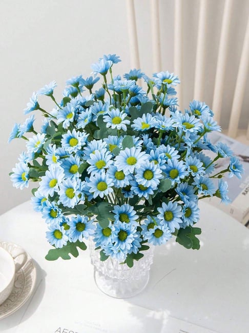 Art Street Artificial Blue Flowers Bunch Daisy Flowers for Home Living Room Valentine Day Decor