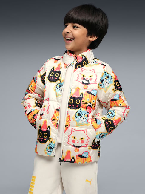 Puma Boys White Printed Jacket